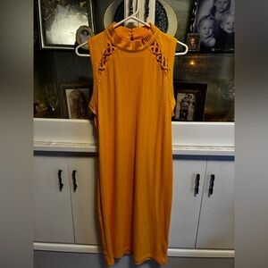 VENUS Yellow Sleeveless Summer Dress Lace-up Shoulder Detail XL